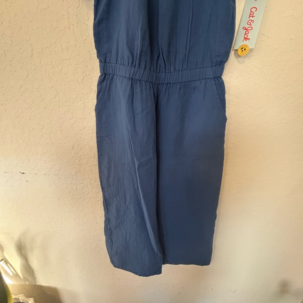 Girls Spring/Summer Ready Cat & Jack Royal Blue Flutter-Sleeve Wide-Leg Jumpsuit - Picture 4 of 6